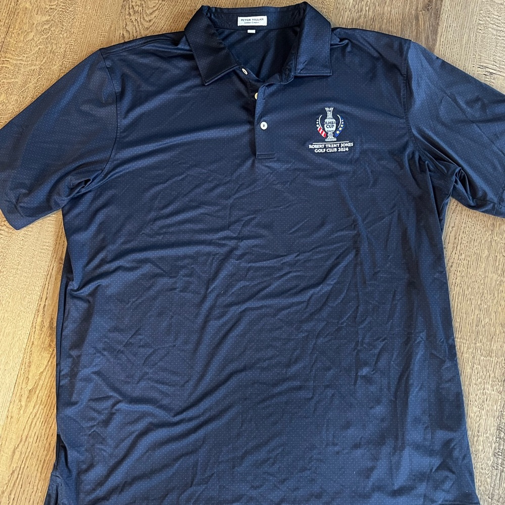Peter Millar Men’s Dark Blue Polo Shirt with 2024 Solheim Cup Embroidery